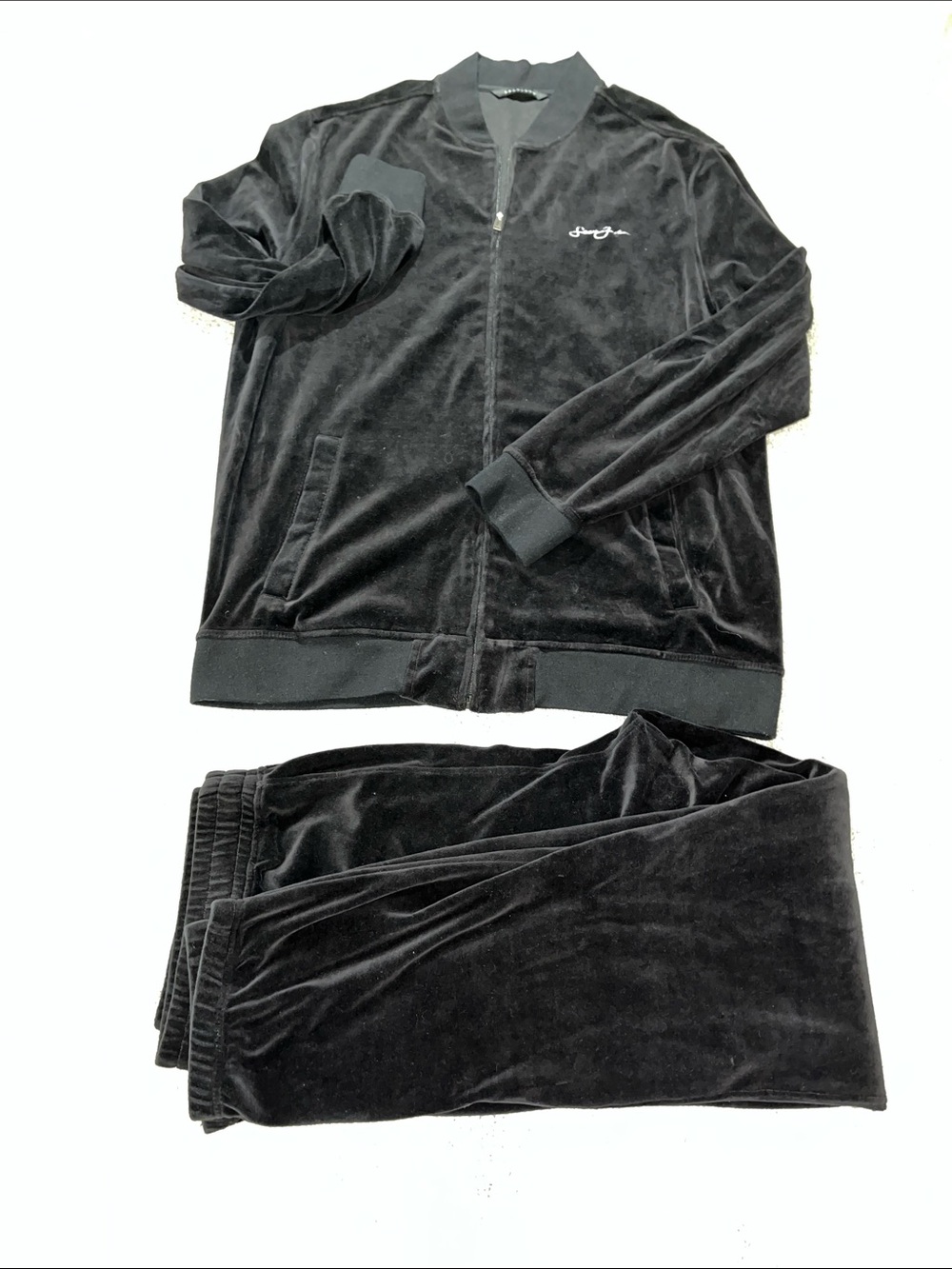 Amazing BIG MAN Collectible Sean John Velour Tracksuit Black 3XLT Tall Mens